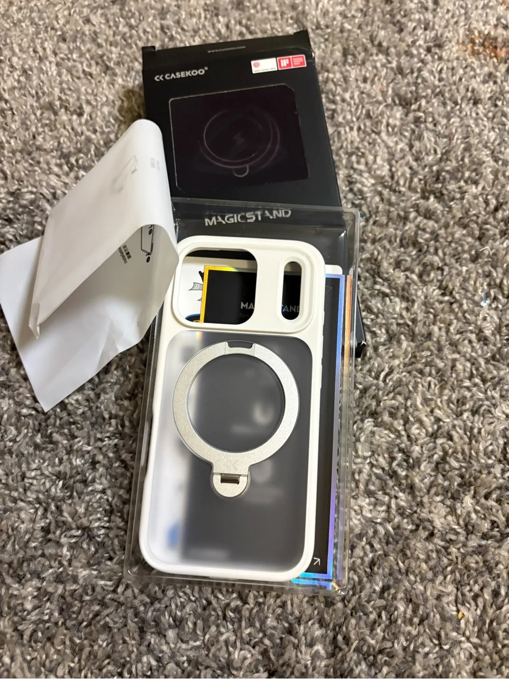 White Magnetic Ring Mount Phone Case for iPhone